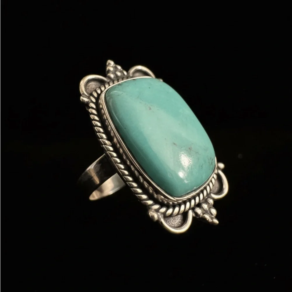 Genuine Turquoise‎ and Sterling Silver Women's Ring